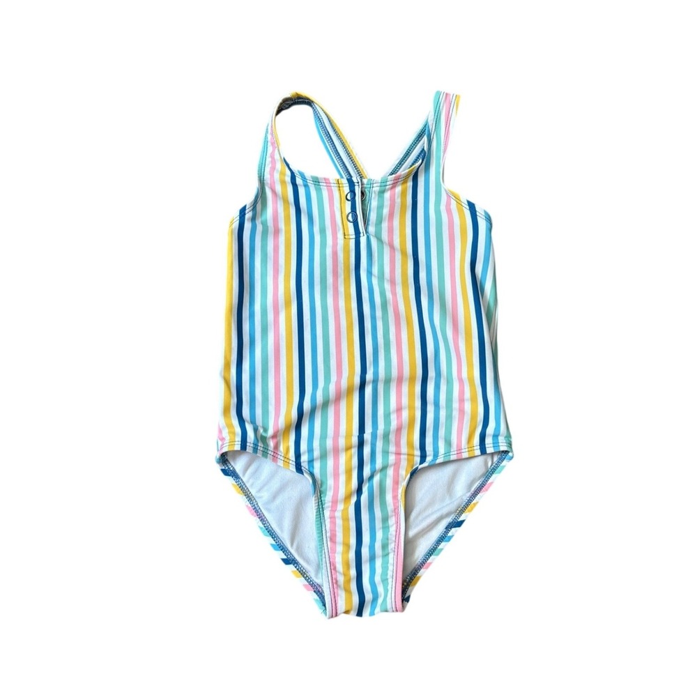 Old Navy One Piece Swimsuit Kids Multicolor Striped Racerback SIZE 4T